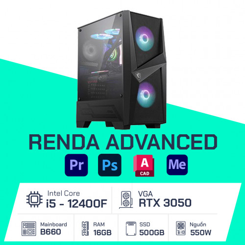 PC Đồ Họa - Renda Advanced - I5 12400F/ 16GB / RTX 3050 /