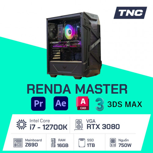PC Đồ Họa - Renda Master - i7 12700k / 32GB / RTX 3080 / 1TB