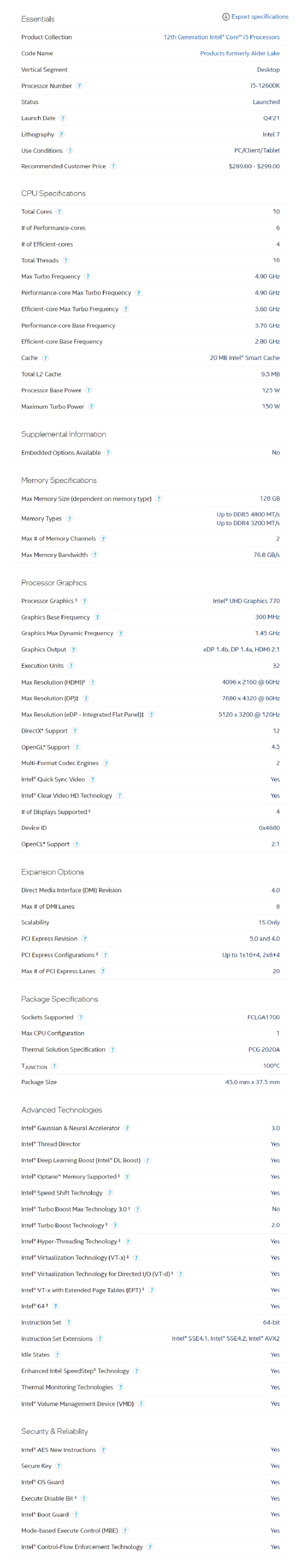 CPU Intel Core i5 - 12600K 10C/16T ( 3.7GHz up to 4.9GHz, 12MB ) Mới ...