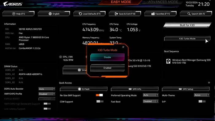 TNC Store Gigabyte Tuyên Bố Tăng Hiệu Suất Chơi Game Lên Đến 5% Với Chế Độ X3D Turbo Trên CPU AMD Ryzen 7 9800X3D