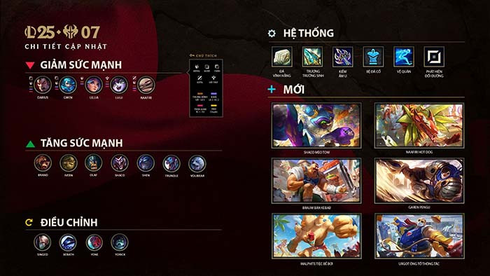 TNC Store Chi Tiết Bản Cập Nhật LMHT LOL 25.07