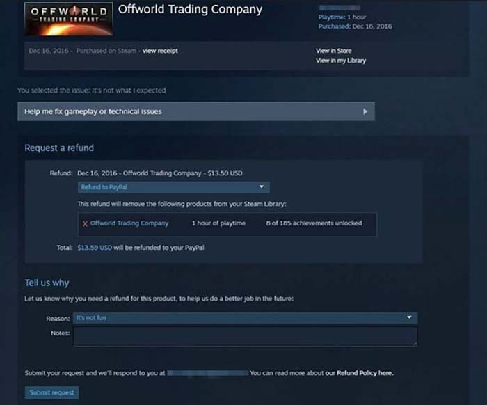 TNC Store Cách Refund Game Steam