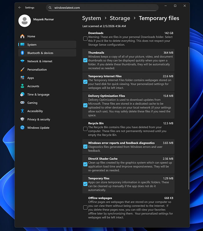 TNC Store KB5074105 Trên Windows 11 Làm Lỗi Temporary Files