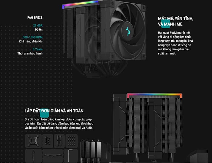 TNC Store Tản Nhiệt Khí CPU Deepcool AK620 DIGITAL