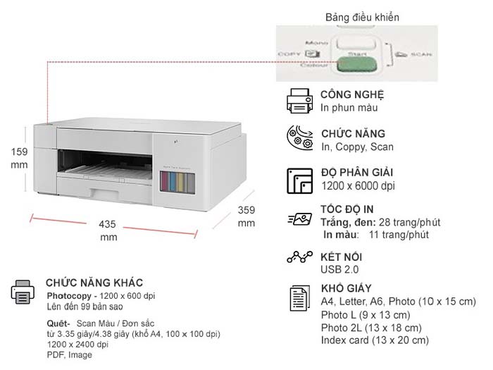 TNC Store Máy In Phun Màu Brother DCP-T226 - Đa Năng