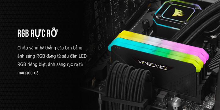 TNC Store RAM Corsair Vengeance RGB 64GB (32GBx2) DDR5 Bus 6000MHz (CMH64GX5M2B6000C38)