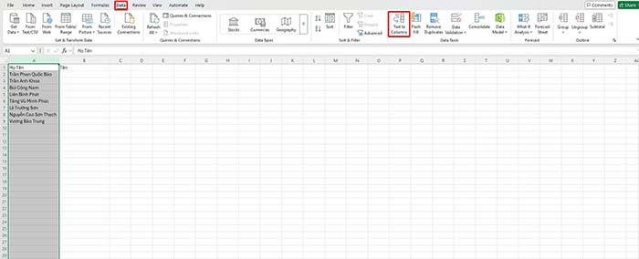 TNC Store Cách Tách Tên Trong Excel Bằng Phím Tắt