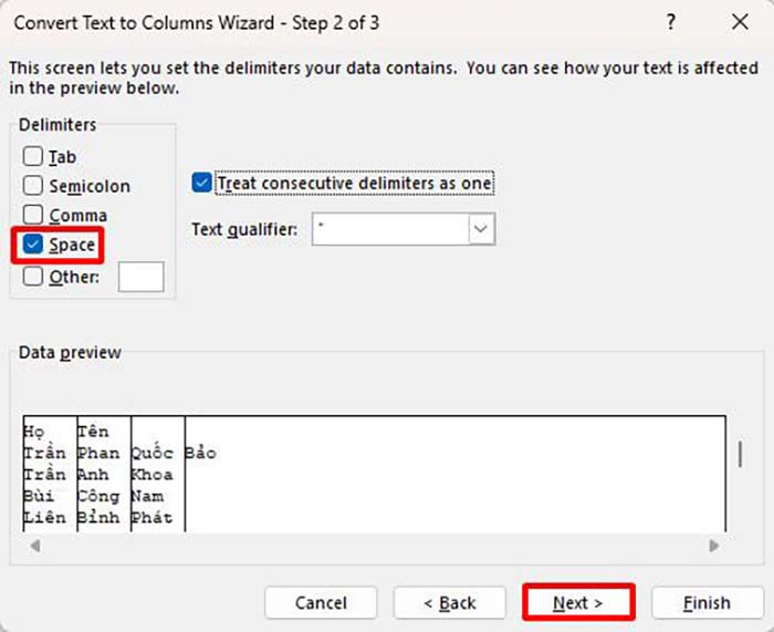 TNC Store Cách Tách Tên Trong Excel Bằng Phím Tắt