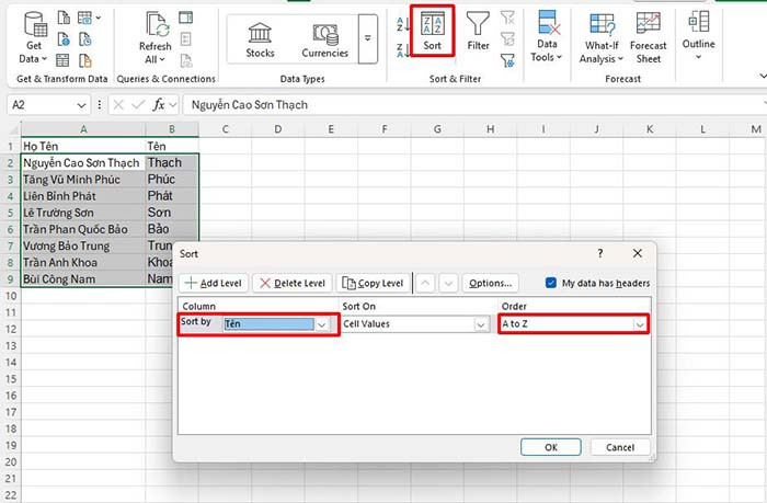 TNC Store Cách Tách Tên Trong Excel Bằng Phím Tắt