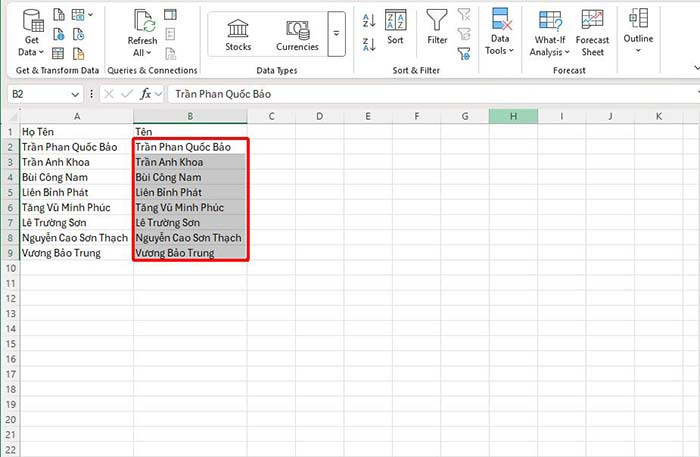 TNC Store Cách Tách Tên Trong Excel Bằng Phím Tắt