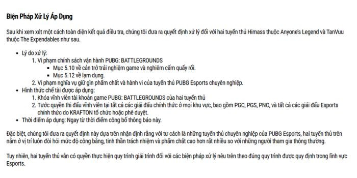 TNC Store PUBG Công Bố Cấm Vĩnh Viễn Himass Và TanVuu Khỏi Toàn Bộ Hệ Thống Giải Đấu