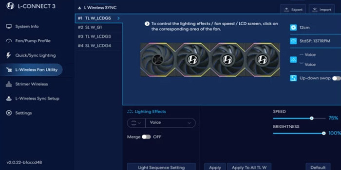 Quạt Tản Nhiệt Lian-Li UNI Fan TL Wireless LCD 120 Triple Black (12TLLCD1W3B)