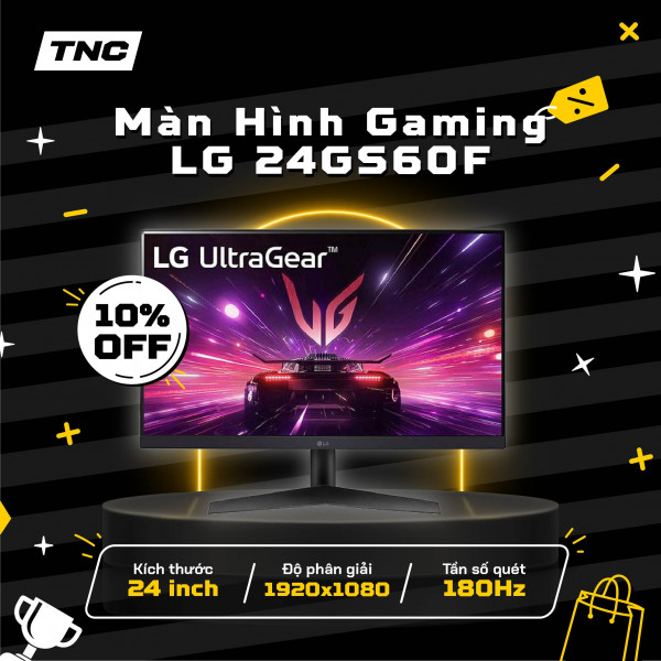 Màn Hình Gaming LG 24GS60F-B 24 Inch/ FHD/ IPS/ 180Hz/ 1ms