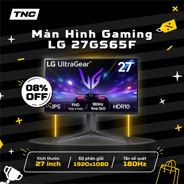 Màn Hình Gaming LG 27GS65F-B 27 inch/ FHD/ IPS/ 180Hz/ 1ms