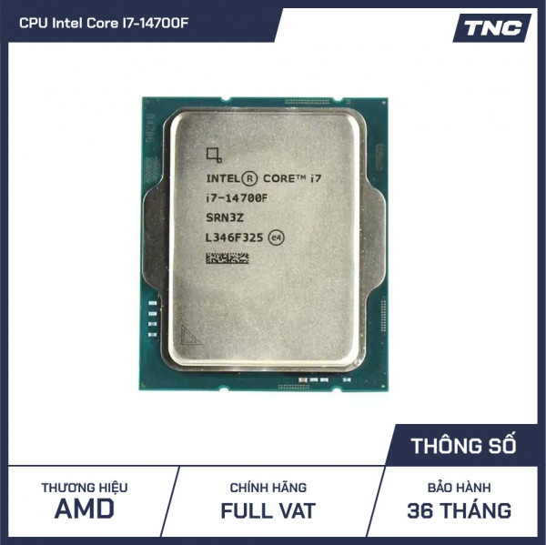 CPU Intel Core I7-14700F (Up To 5.4Ghz, 20 Nhân 28 Luồng, 33MB Cache) - Hàng Tray