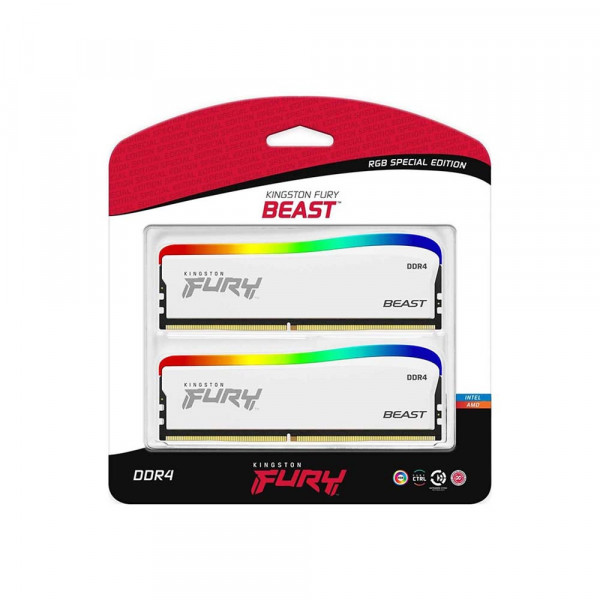 TNC Store Ram Kingston Fury Beast White RGB 16GB (2x8GB) DDR4 3600MHz (KF436C17BWAK2/16)