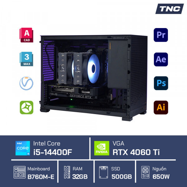 PC Đồ Họa Render 3D - Core i5 14400F/ 32GB/ RTX 4060Ti