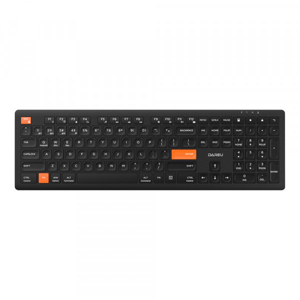 Bàn Phím Cơ Không Dây DAREU LK150D Black Orange (Dual Mode, Scissor Switch)