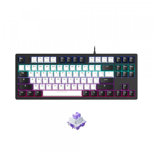 Bàn Phím Cơ Gaming DAREU EK87 v2 PBT White Black (2 Sides RGB Strip, Multi-Led, PBT Double Shot OEM Profile, DareU Dream Switch)