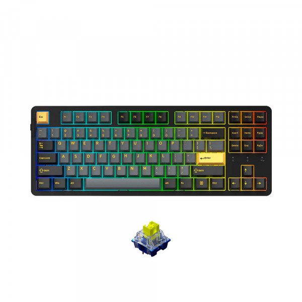 Bàn Phím Cơ Gaming DAREU EK87 PRO - Black Golden (Triple Mode, Cherry PBT Double Shot, Gasket Mount, RGB)