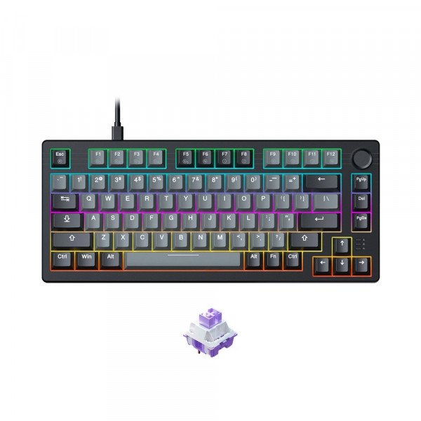 Bàn Phím Cơ Gaming DAREU EK75 PBT Grey Black (2 Sides RGB Strip, Multi-Led, PBT Double Shot OEM Profile, DareU Dream Switch)