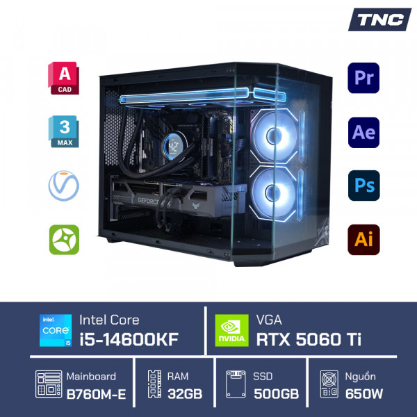 PC Đồ Họa Render Core i5 14600KF/ 32GB/ RTX 5060