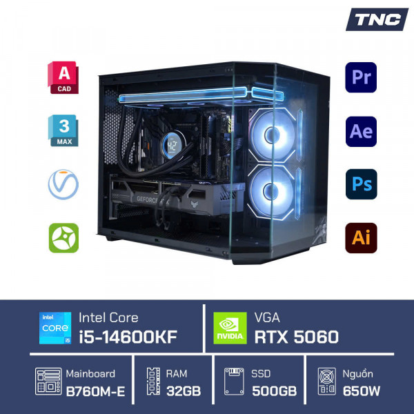 PC Đồ Họa Render Core i5 14600KF/ 32GB/ RTX 5060