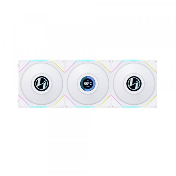 Quạt Tản Nhiệt Lian-Li UNI Fan TL Wireless LCD 120 Reverse Triple White (12RTLLCD1W3W)