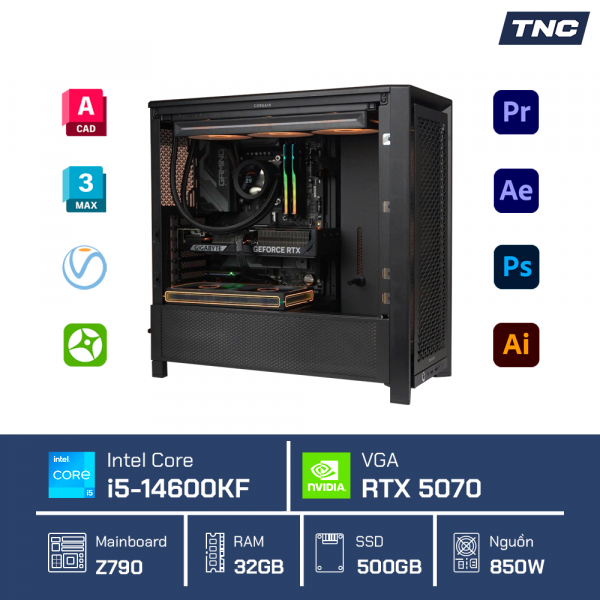 PC Đồ Họa Render 3D - Intel Core i5 14600KF/ 32GB/ RTX 5070