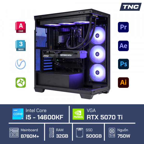 PC Đồ Họa Render 3D - Core i5 14600KF/ 32GB/ RTX 5070Ti