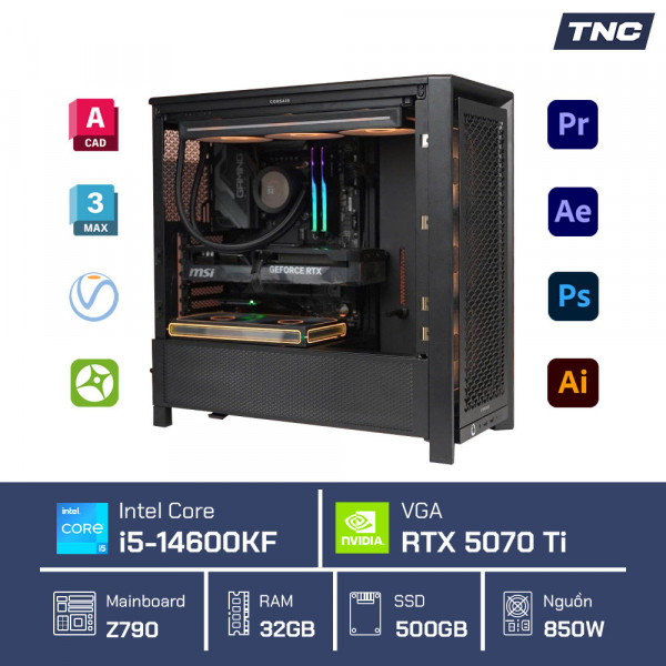 PC Đồ Họa Render 3D - Core i5 14600KF/ 32GB/ RTX 5070Ti