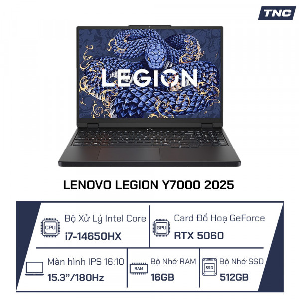 Laptop Lenovo Legion Y7000 2025 Core i7-14650HX/ 16GB/ 512GB/ RTX 5060/ 15.3inch/ 180Hz 