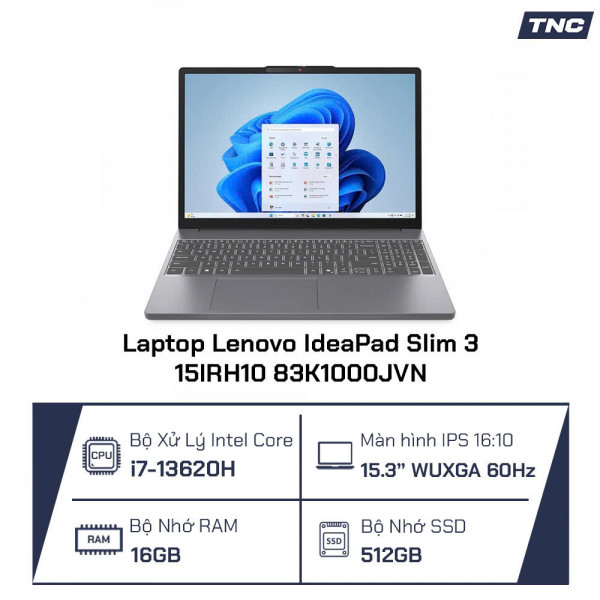 Laptop Lenovo IdeaPad Slim 3 16IRH10 83K20002VN Core i5-13420H/ 16GB/ 512GB/ 16 Inch/ Xám