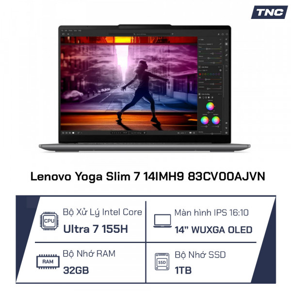 Laptop Lenovo Yoga Slim 7 14IMH9 83CV00AJVN Ultra 7 155H/ 32GB/ 1TB/ Intel Arc/ 14 inch WUXGA OLED/ Win 11/ Office/ Xám