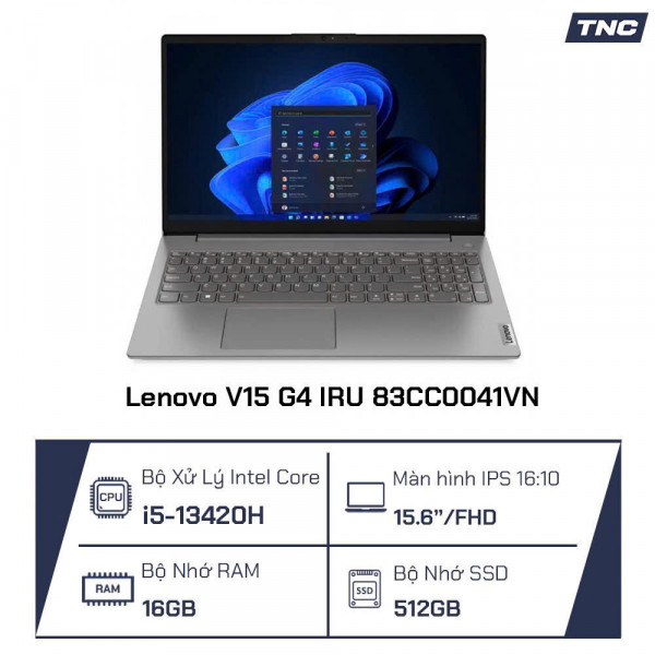 Laptop Lenovo V15 G4 IRU 83CC0041VN Core i5-13420H/ 16GB/ 512GB/ Intel UHD/ 15.6 inch FHD IPS/ NoOS/ Xám)