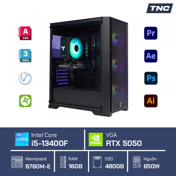 PC Đồ Họa Design 3D - Intel Core i5 13400F/ 16GB/ RTX 5050