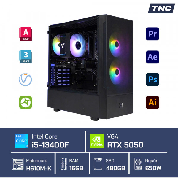 PC Đồ Họa Design 3D - Core i5 13400F/ 16GB/ RTX 5050