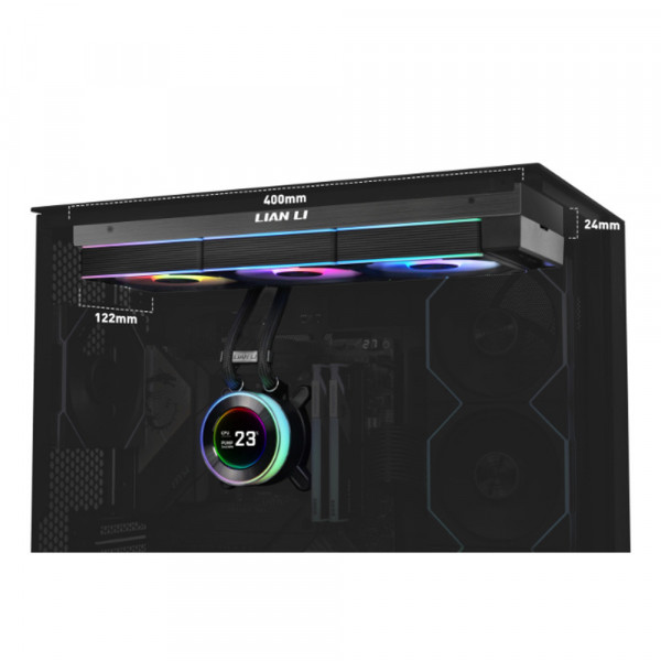 TNC Store Tản Nhiệt Nước Lian Li Hydroshift II LCD-C 360TL Wireless Fan Black (GHS2LCD36TB)