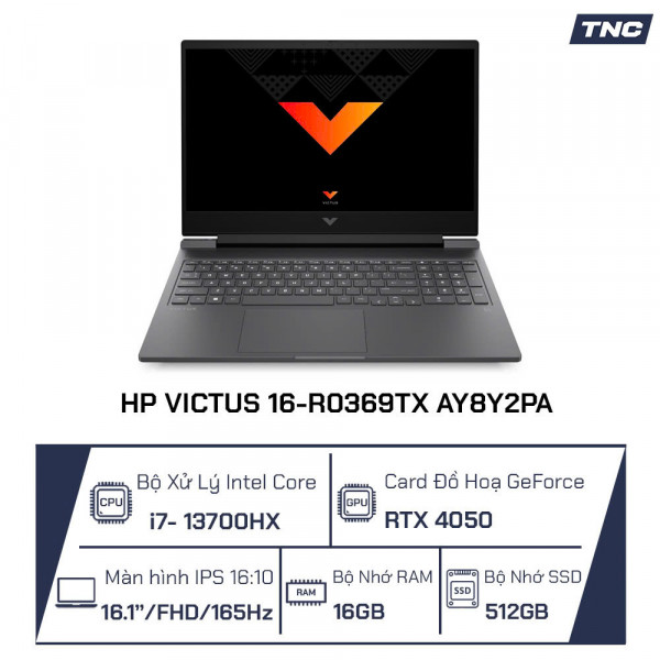 Laptop HP Victus 16-r0369TX AY8Y2PA Core i7-13700HX/ 16GB/ 512GB/ RTX 4050/ 16.1 Inch FHD/ Win11/ Đen