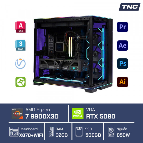PC Đồ Họa Render 3D - Ryzen 7 9800X3D/ 32GB/ RTX 5080