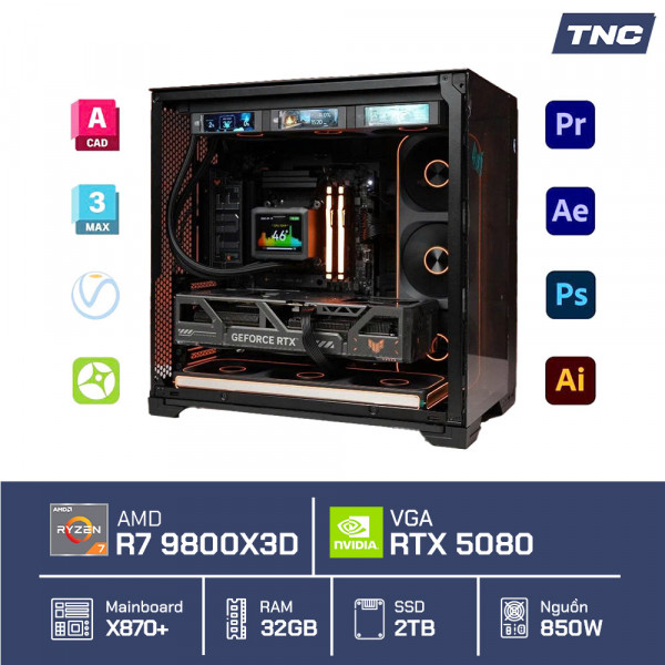 PC Đồ Họa Render 3D - Ryzen 7 9800X3D/ 32GB/ RTX 5080