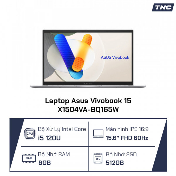 Laptop Asus Vivobook 15 X1504VA-BQ165W Core i5-120U/ 16GB/ 512GB/ 15.6 Inch FHD/ Win 11/ Bạc