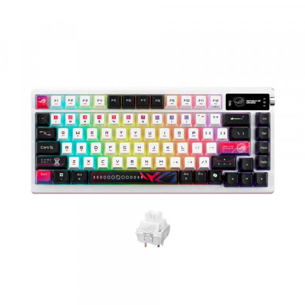 Bàn Phím Cơ Asus Rog Azoth X (Wireless/ OLED LCD/ NXSWV2/ US/ PBT/ Trắng)