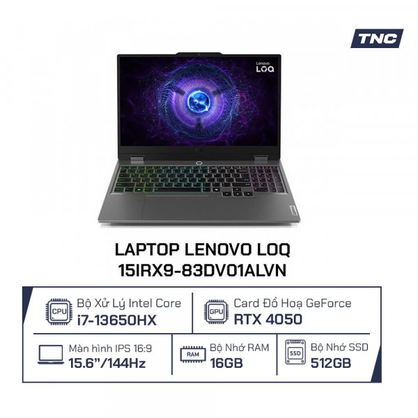Laptop Lenovo LOQ 15IRX9-83DV01ALVN Core i7-13650HX/ 16GB/ 512GB/ RTX 4050/ 15.6 inch FHD/ Win 11 Home/ Xám