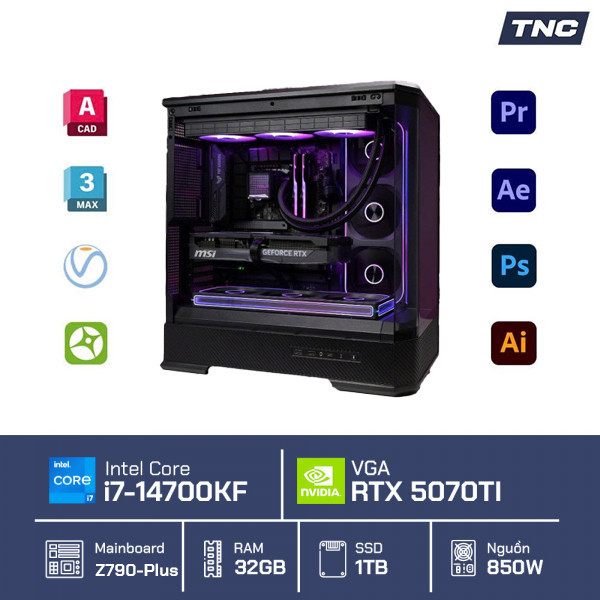 PC Đồ Họa Render 3D - Core i7 14700KF/ 32GB/ RTX 5070Ti