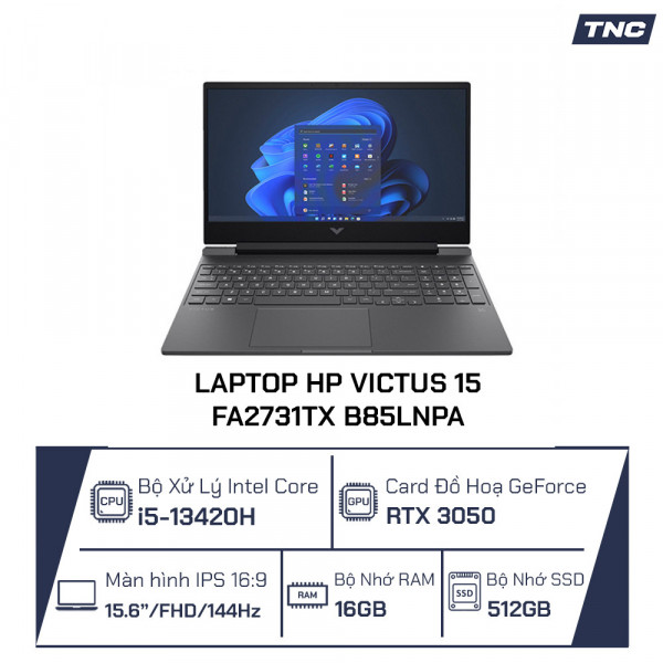 Laptop HP Victus 15-fa2731TX B85LNPA Core i5-13420H/ 16GB/ 512GB SSD/ RTX 3050/ 15.6 Inch FHD/ Win 11/ Đen