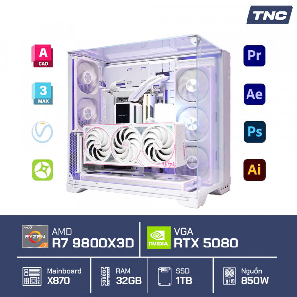 PC Đồ Họa Render 3D - Ryzen 7 9800X3D/ 32GB/ RTX 5080