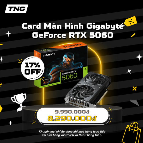 Card Màn Hình Gigabyte GeForce RTX 5060 WINDFORCE MAX OC 8G (GV-N5060WF2MAX OC-8GD)