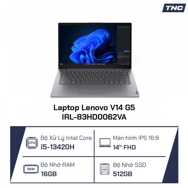 Laptop Lenovo V14 G5 IRL-83HD0062VA Core i5-13420H/ 16GB/ 512GB SSD/ 14.0 Inch FHD/ Xám