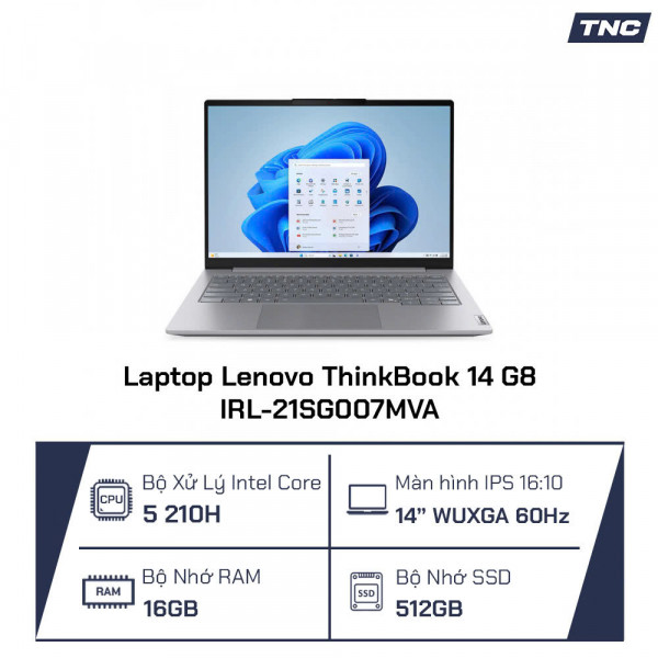 Laptop Lenovo ThinkBook 14 G8 IRL-21SG007MVA Core 5 210H/ 16GB/ 512GB SSD/ 14 Inch WUXGA/ Xám